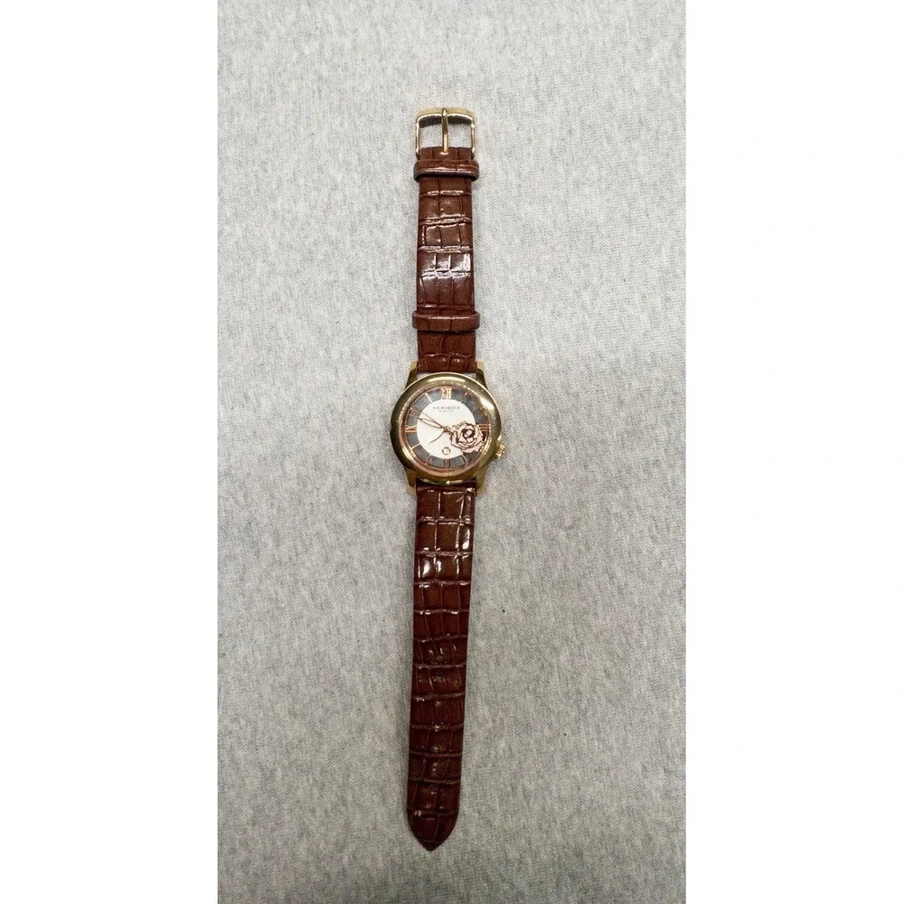 Akribos XXIV Womens Rose Crystal Transparent Watch ‎ 34mm New Battery